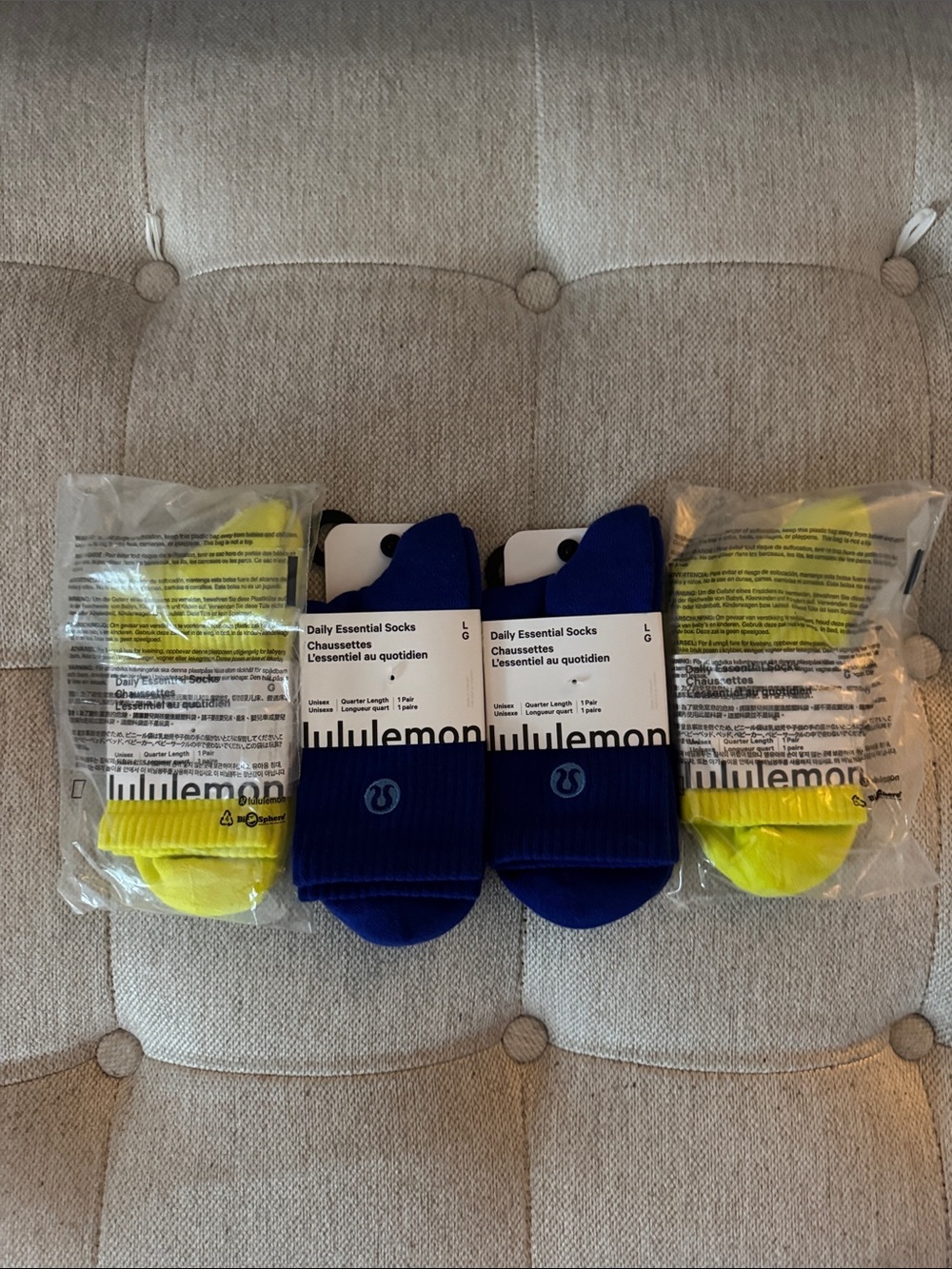 lululemon athletica Daily Essential Socks - Royal Blue and Neon Yellow